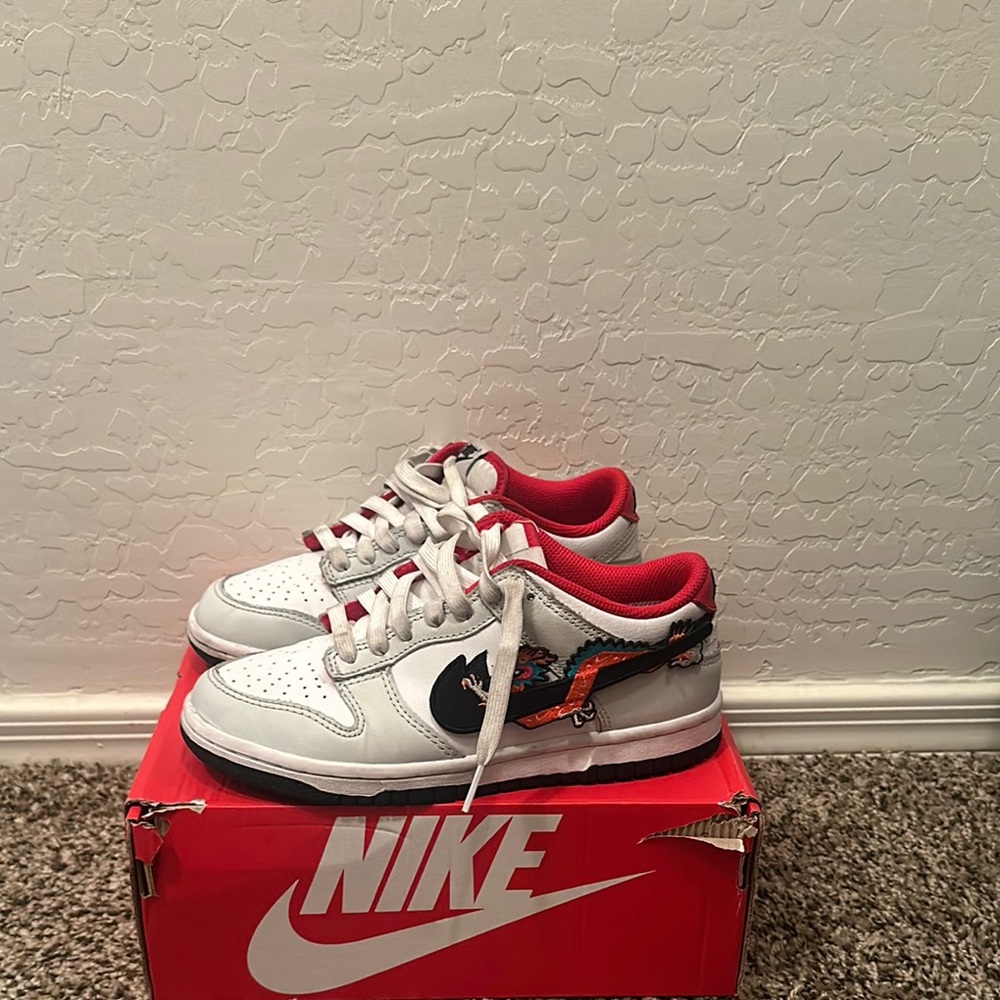 Nike Dunks Kids White and Red Sneakers